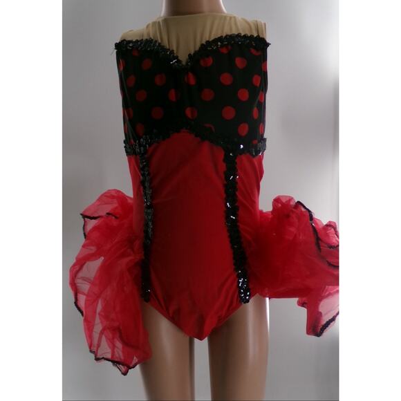 Dance Costume Large Child Red Weissman 4222 Tap Jazz Musical Theater Polka Dots - Picture 1 of 3